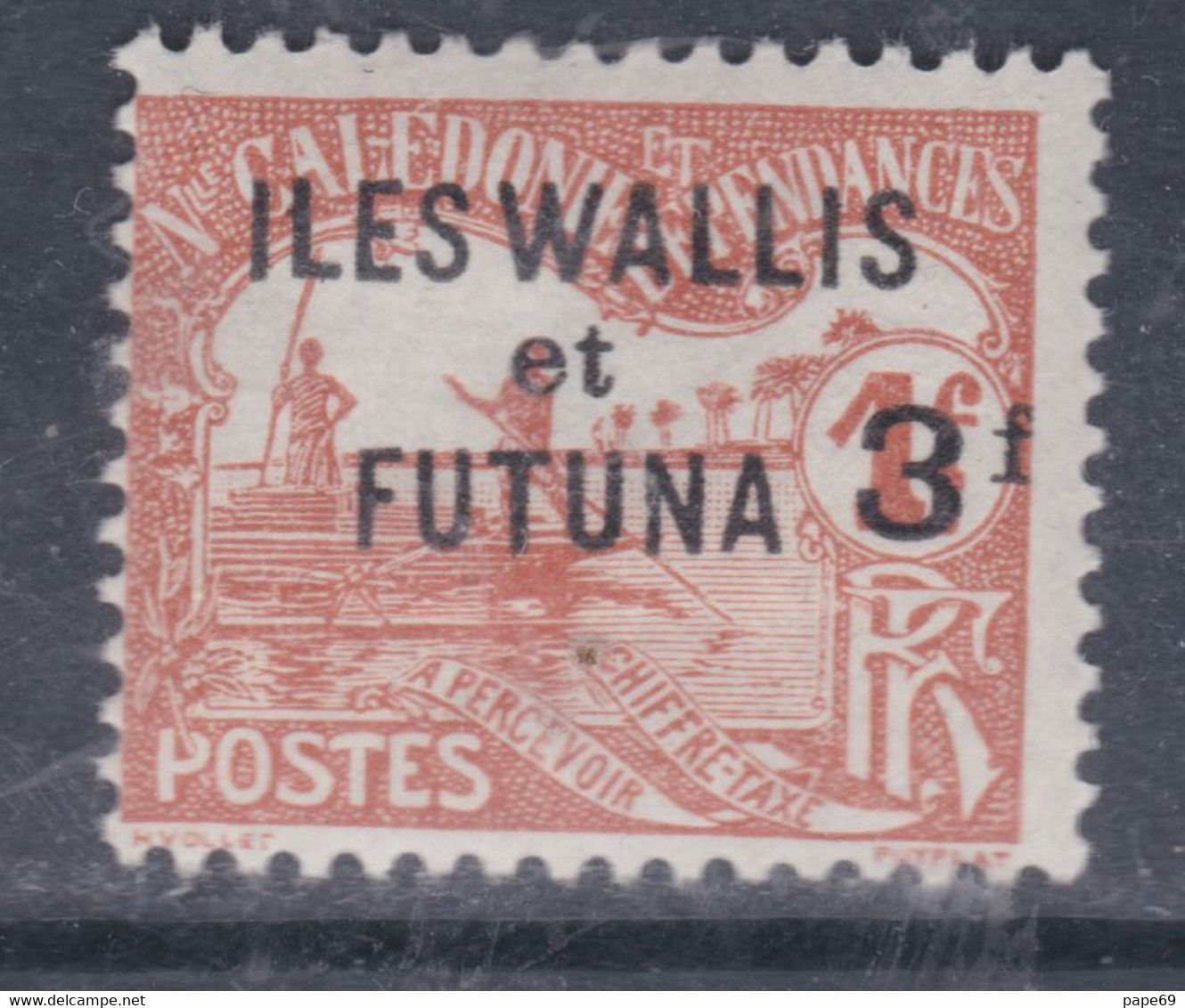 Wallis Et Futuna  Taxe N° 10  X  3 F. Sur 1f. Bistre-jaune Trace De Charnière Sinon  TB - Timbres-taxe
