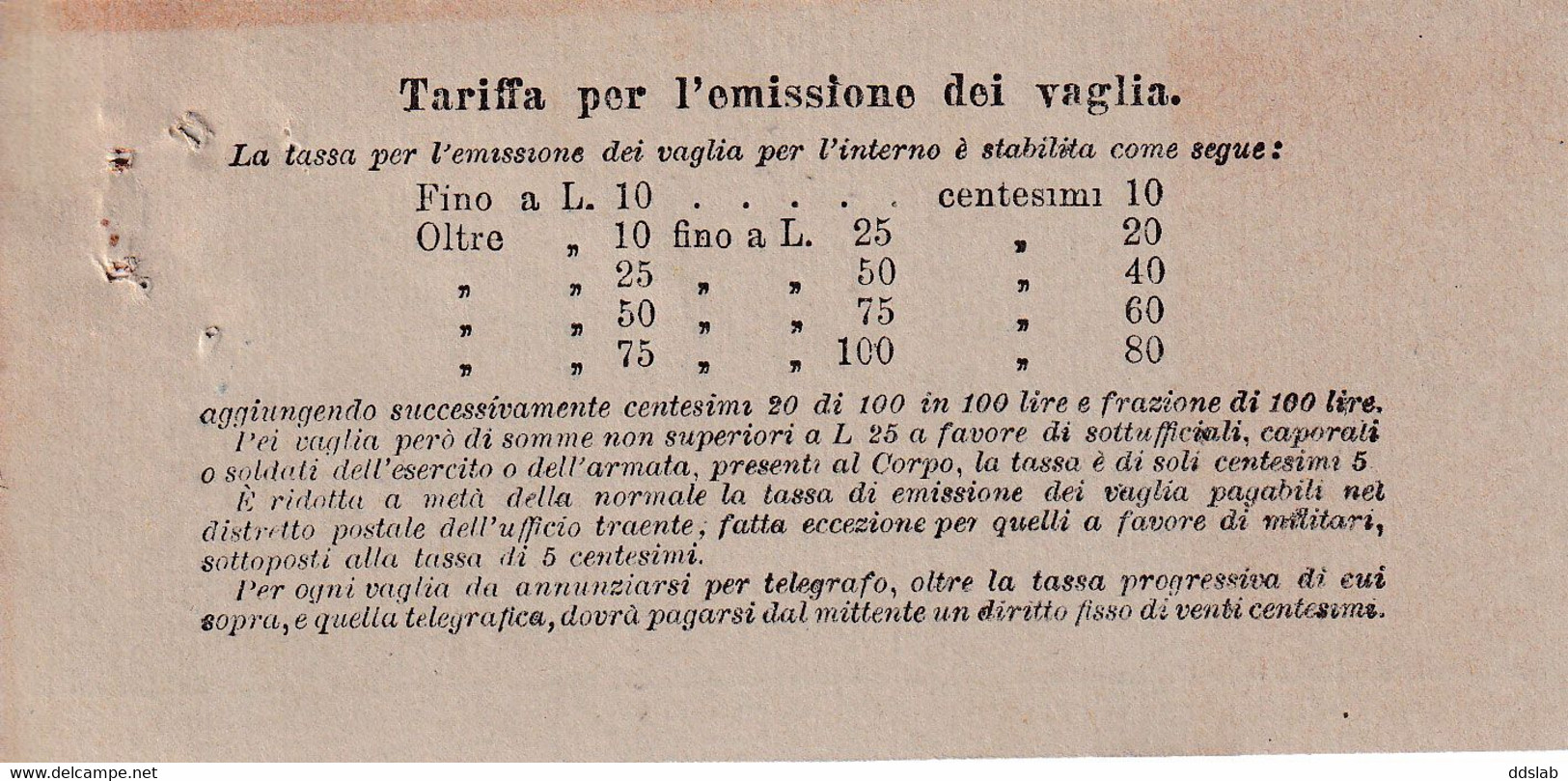 13/6/1905 - Ricevuta Di Vaglia Postale Da 305,55 Lire Da Bari A Caserta - Tondo Riquadrato Bari (Piazza Massari) [6Pt] - Vaglia Postale