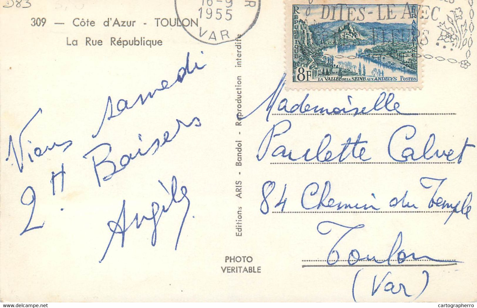 Cpsm France Cote D'Azur Toulon La Rue Republique 1955 - Roquecourbe