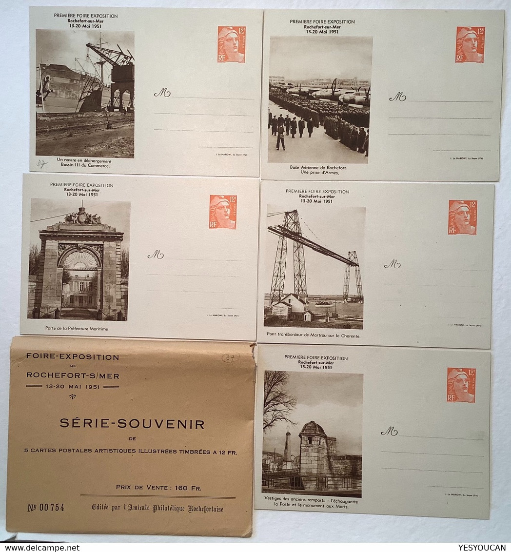 1951 France Entier Postal 12f Gandon Neuf SERIE SUP. TSC FOIRE EXPOSITION ROCHEFORT SUR MER Charente-Maritime (pont - Cartes Postales Types Et TSC (avant 1995)