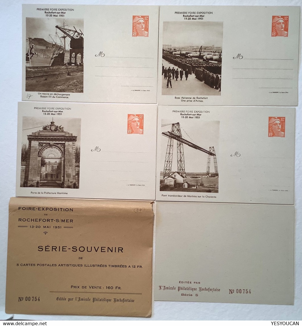 1951 France Entier Postal 12f Gandon Neuf SERIE SUP. TSC FOIRE EXPOSITION ROCHEFORT SUR MER Charente-Maritime (pont - Standaardpostkaarten En TSC (Voor 1995)