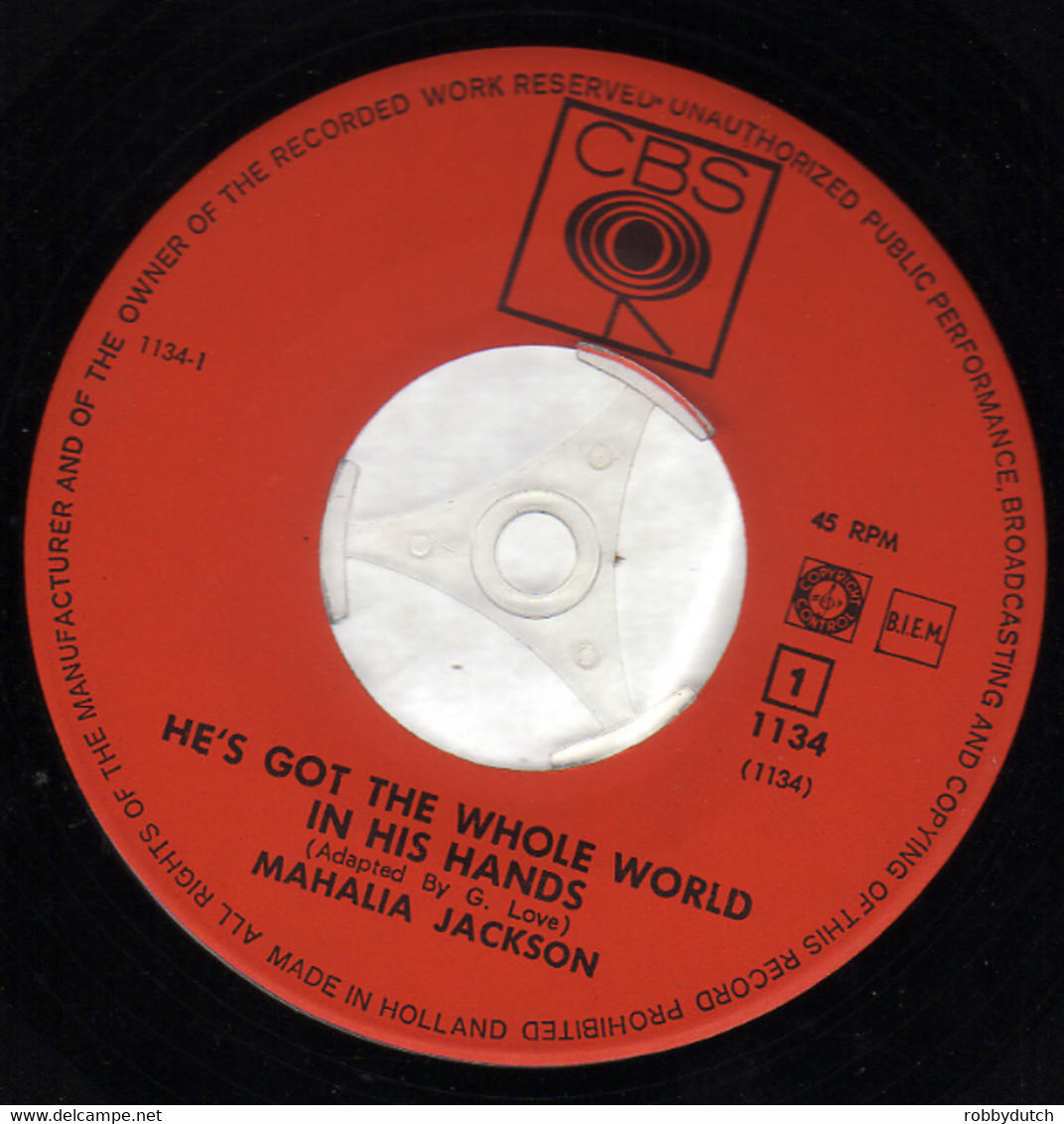 * 7" *  MAHALIA JACKSON - HE'S GOT THE WHOLE WORLD IN HIS HANDS (Holland 1963) - Chants Gospels Et Religieux