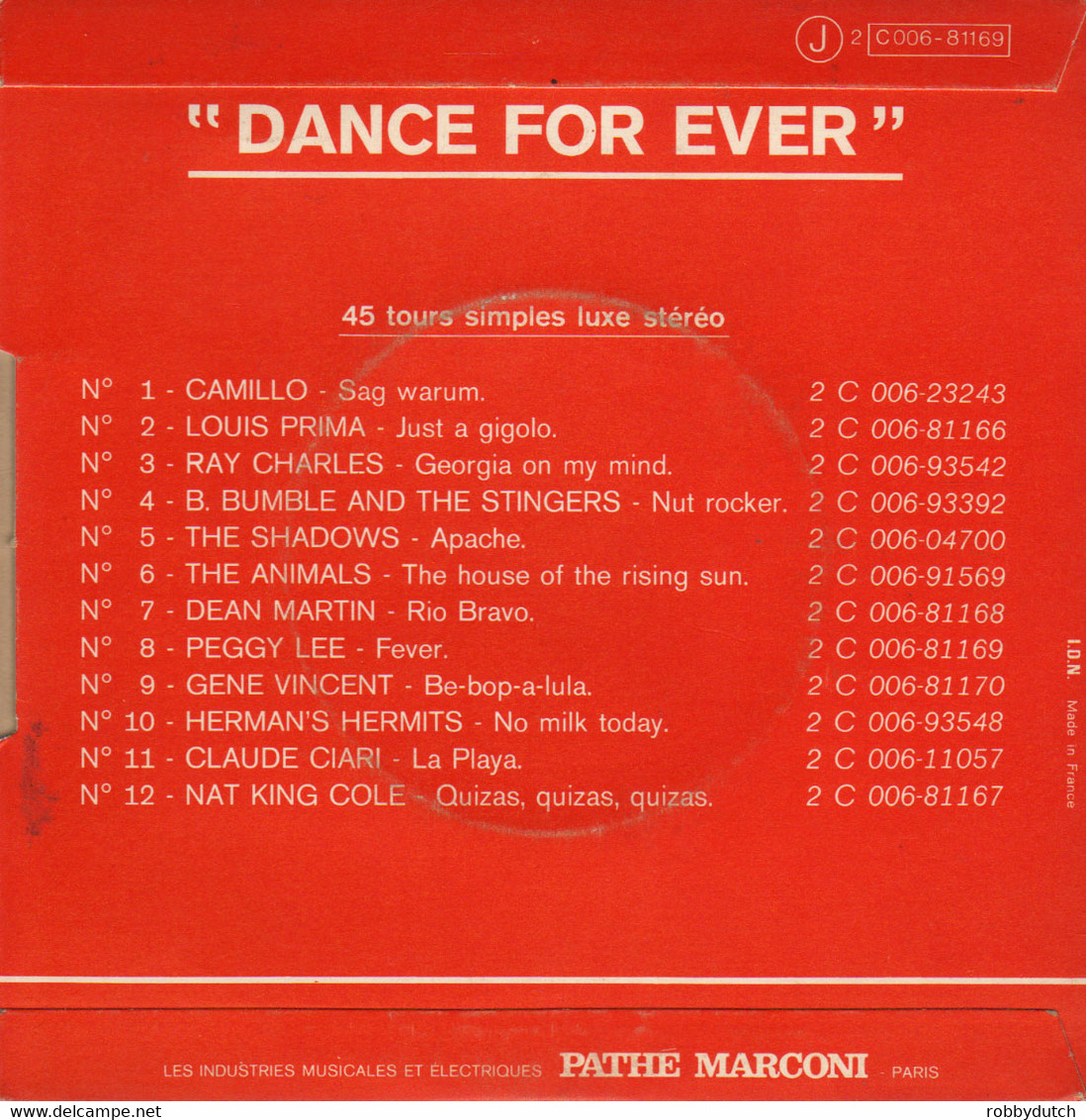 * 7" *  PEGGY LEE - FEVER (DANCE FOR EVER No.8) (France 1972 EX!!) - Jazz