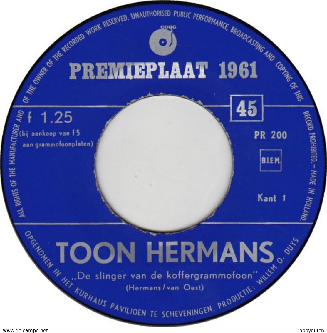 * 7" *  TOON HERMANS / WIM KAN : PREMIEPLAAT 1961 - Humor, Cabaret