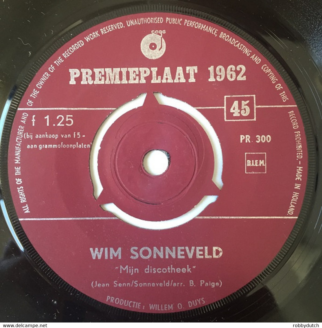 * 7" *  WIM SONNEVELD : PREMIEPLAAT 1962 (Holland EX-) - Comiche