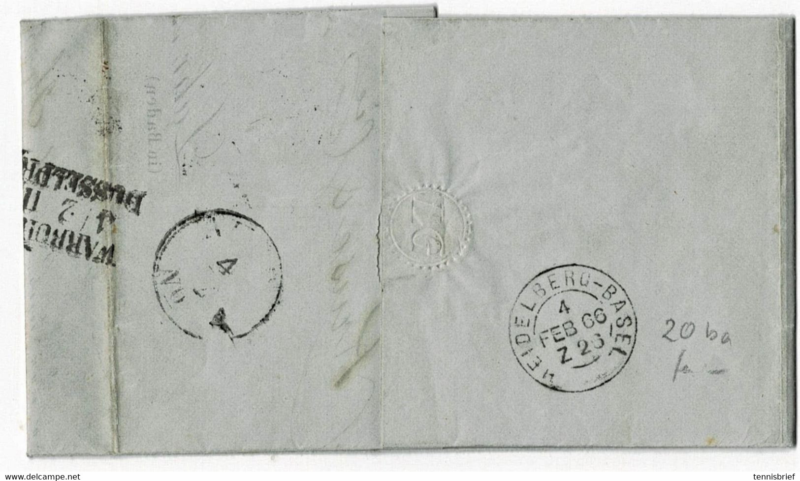 1866, 9 Kr. Brief , Nr. 20 Ba, Mi. 150.- Sehr Klar Gest. "79 "  LAHR ,# A 7062 - Cartas & Documentos