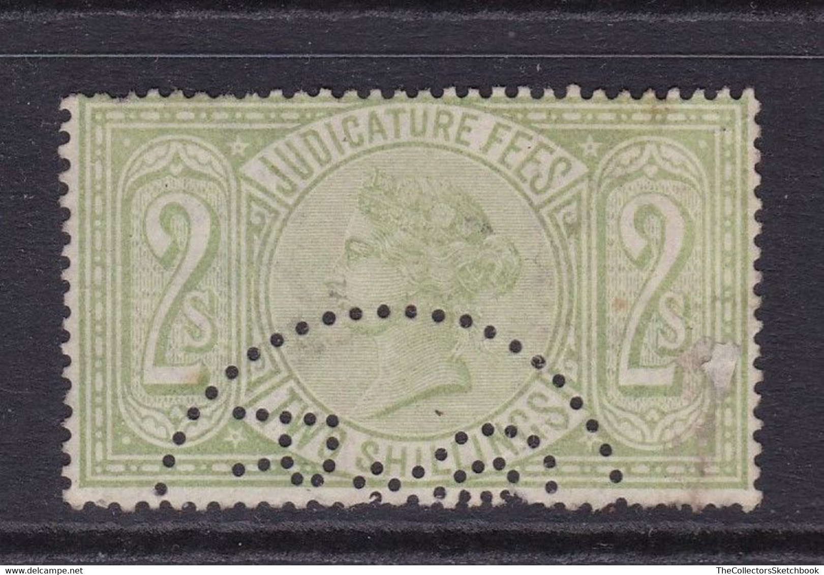 GB Fiscal/ Revenue Stamp.  Judicature Fees 2/- Green Fine Used. Barefoot 35 - Revenue Stamps