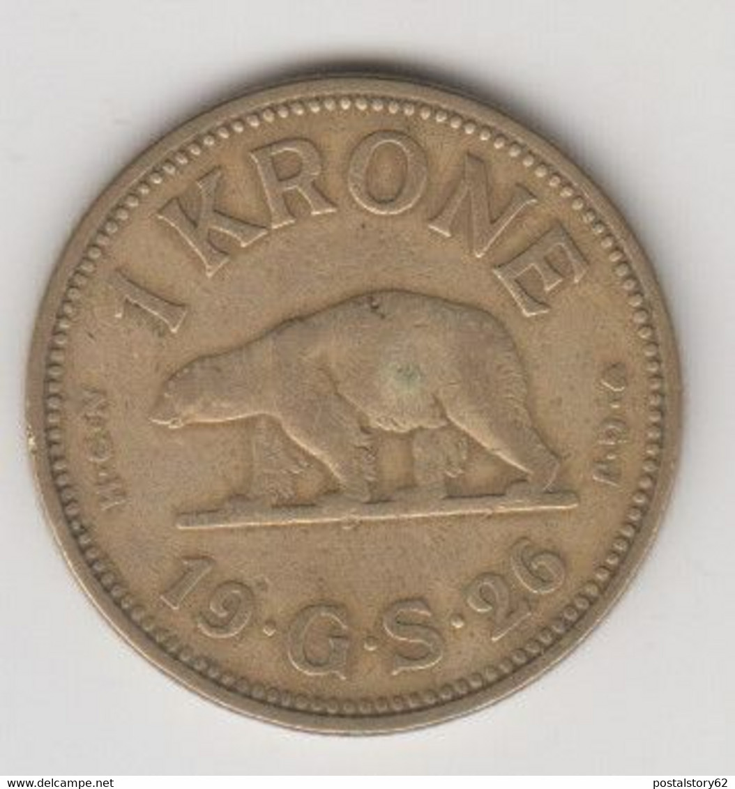 Groenlandia, Moneta 1 Krone Hcn 1926 Orso Polare - Grönland