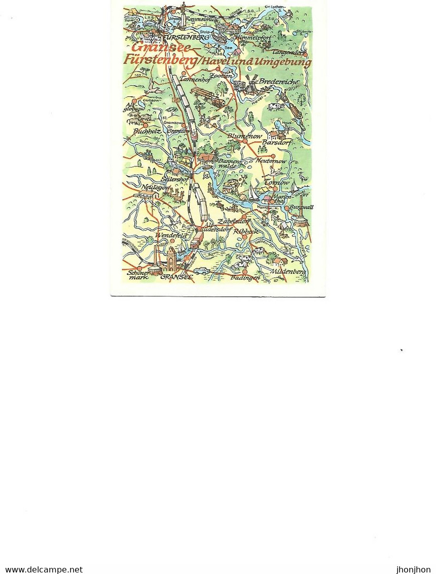 Germany - Postcard Used 1981 -  Gransee - Fürstenberg/ Havel And Surroundings - The Map   2/scans - Gransee