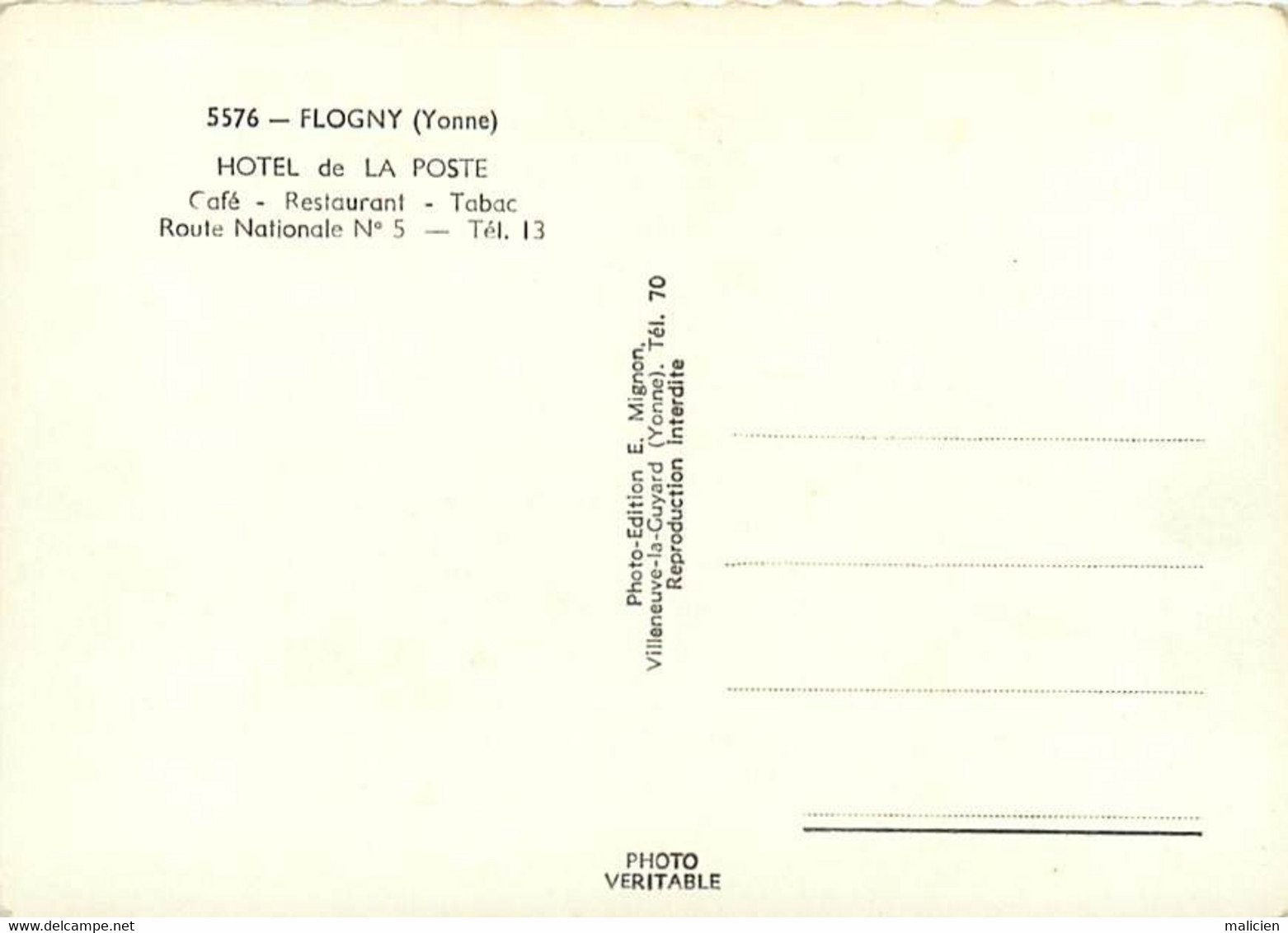 - Ref-AB849- Yonne - Flogny La Chapelle - Hôtel De La Poste - Café Restaurant Tabac - Cafes - Restrautrants - Tabacs - - Flogny La Chapelle