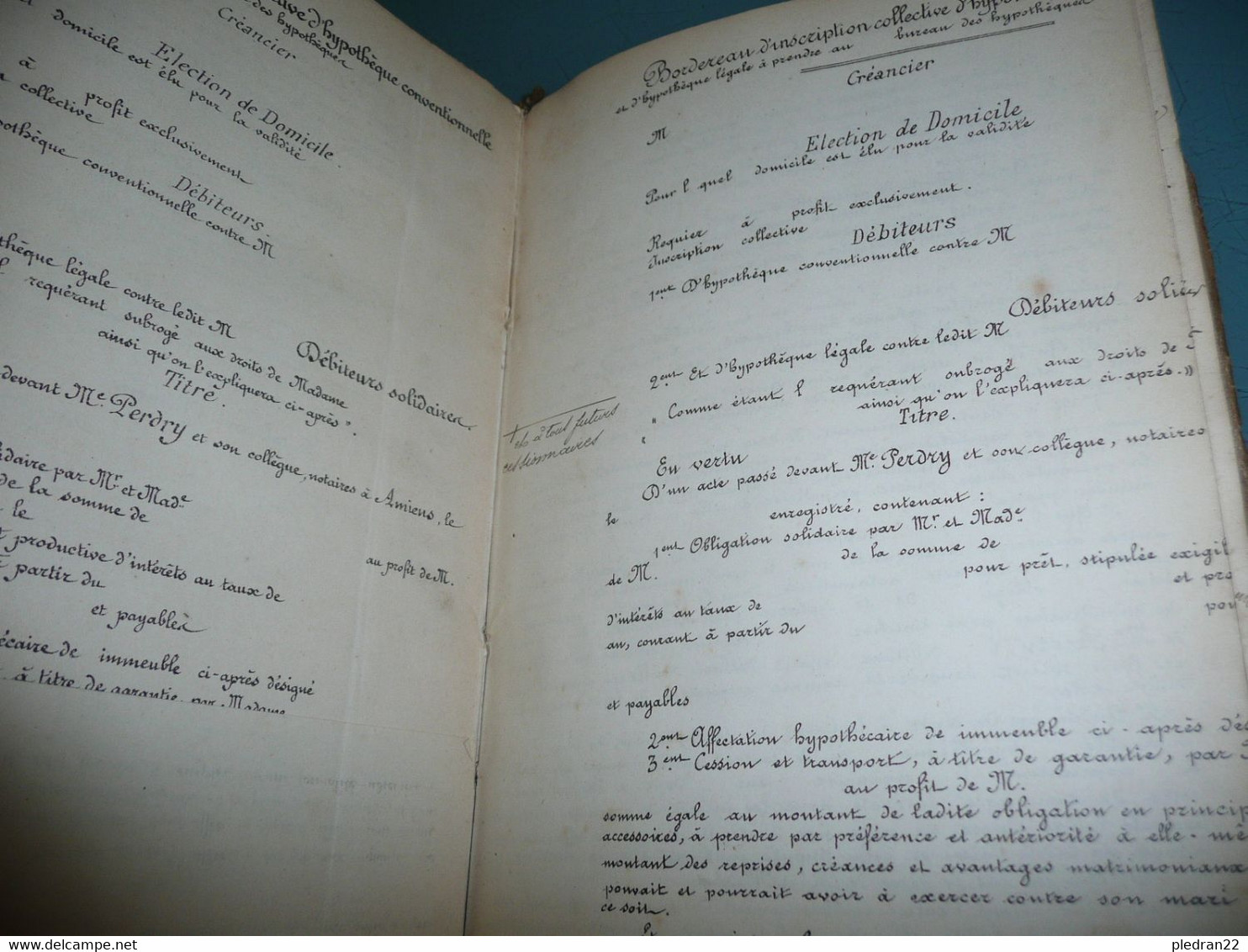 FORMULES DE NOTARIAT NOTAIRE CAHIER D'ETUDIANT AVEC MODELES DE DOCUMENTS OFFICIELS ET QUELQUES MANUSCRITS DEBUT XXè - Diritto