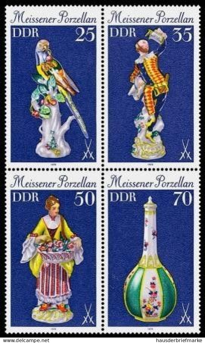 DDR, MiNr. 2468-2471 Viererblock Postfrisch - Meissener Porzellan - Ungebraucht