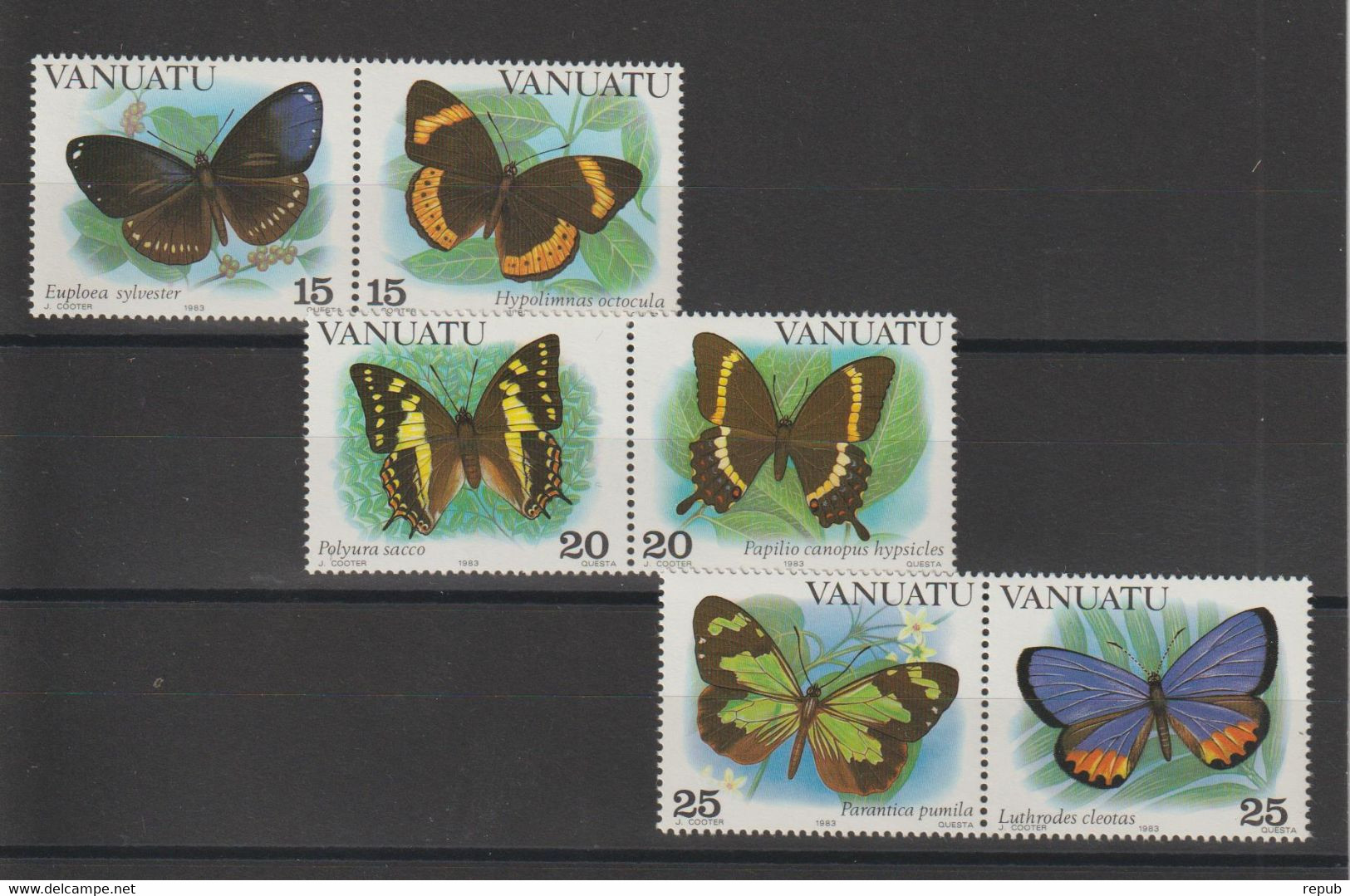 Vanuatu 1983 Papillons 666-671, 6 Val ** MNH - Vanuatu (1980-...)