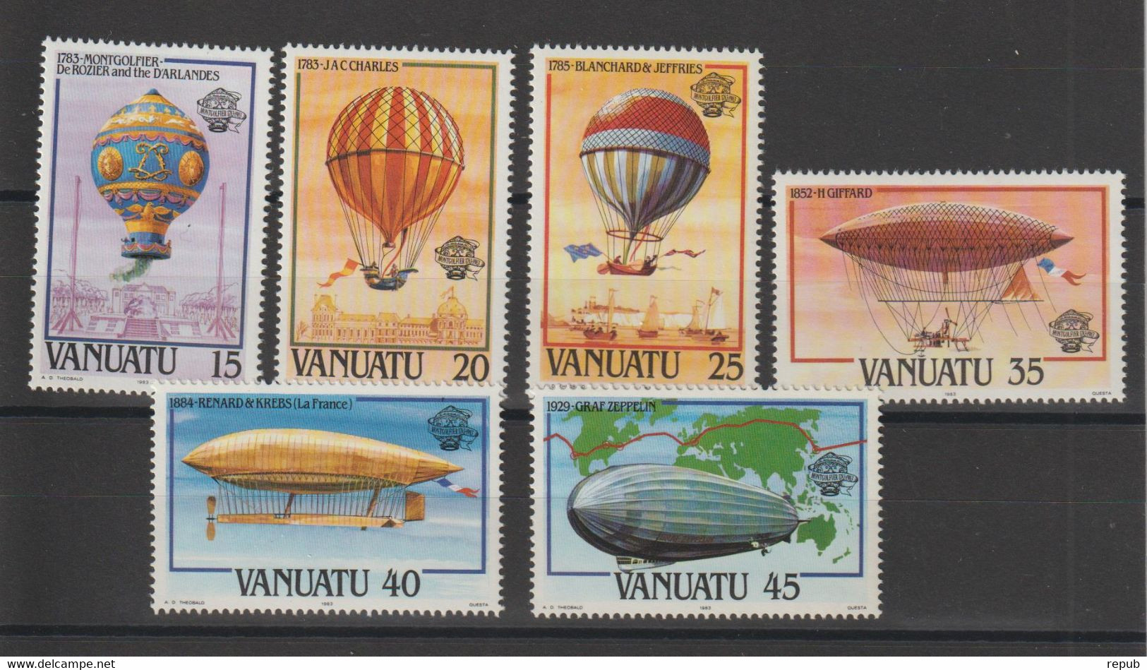 Vanuatu 1983-84 Ballons 676-681, 6 Val ** MNH - Vanuatu (1980-...)