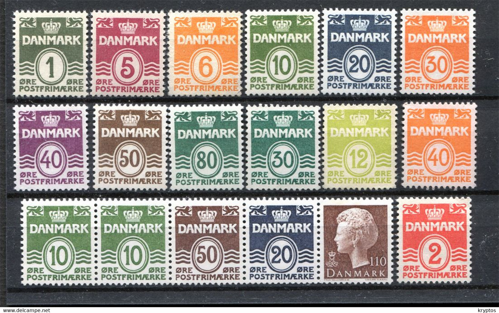 Denmark. 18 MINT Stamps "Numbers" - Collections