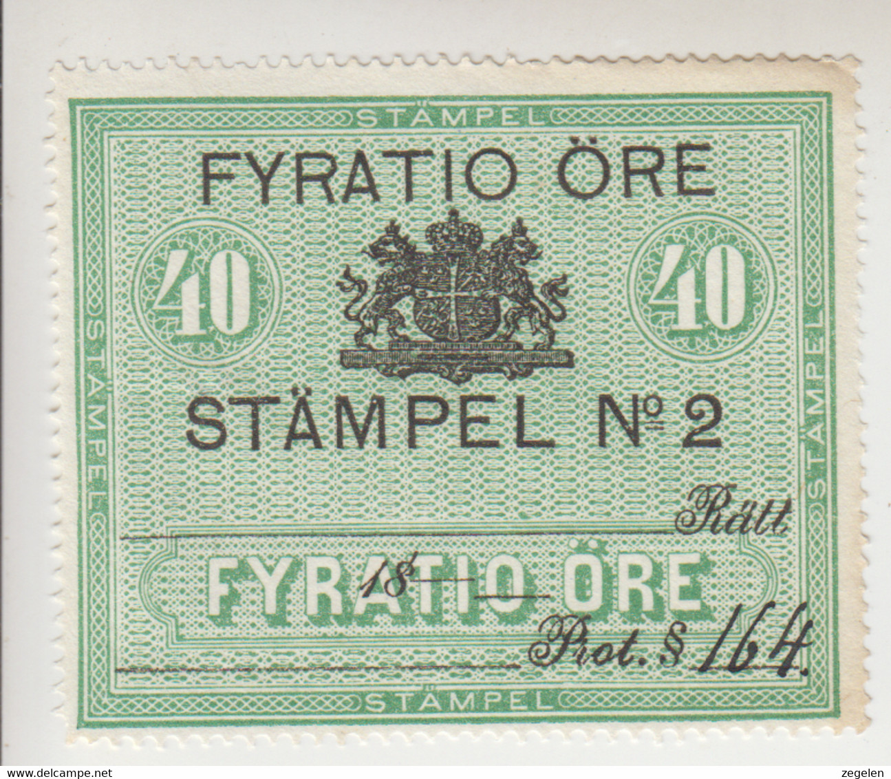 Zweden Fiskale Zegel Cat. Barefoot : Stampel 6/2 - Revenue Stamps