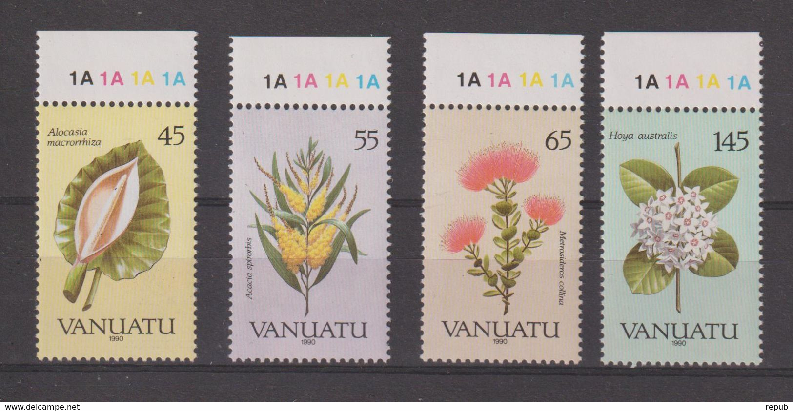Vanuatu 1990 Fleurs 838-41, 4 Val ** MNH - Vanuatu (1980-...)