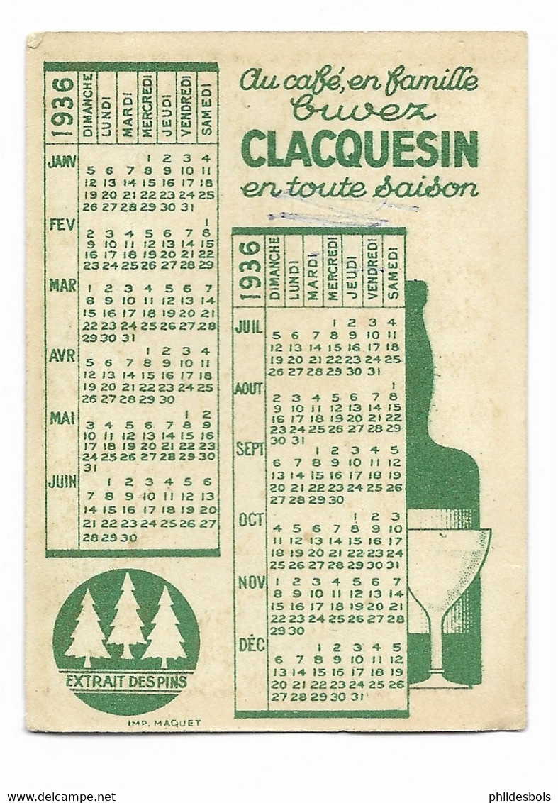 CALENDRIER DE POCHE 1936 ANGELOT - Tamaño Pequeño : 1921-40