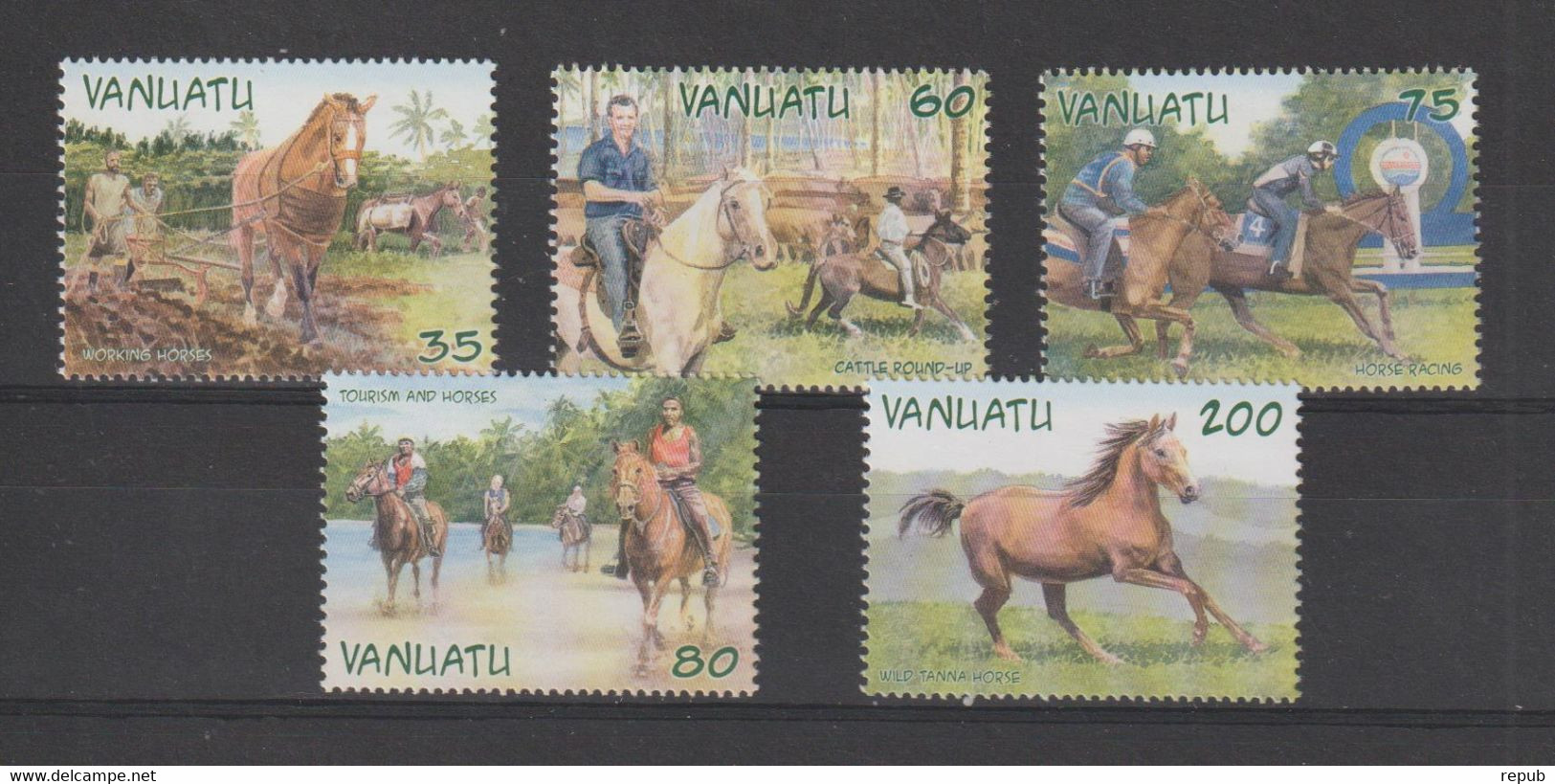 Vanuatu 2002 Chevaux 1126-30, 5 Val ** MNH - Vanuatu (1980-...)