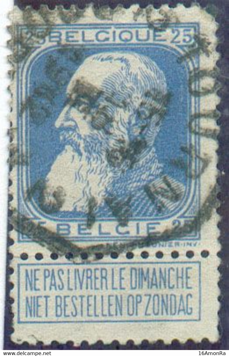 N°76 - 25 Centimes Bleu Obl. Télégraphique  De TOURNAI-DOORNIJK - 20719 - 1905 Barba Grossa