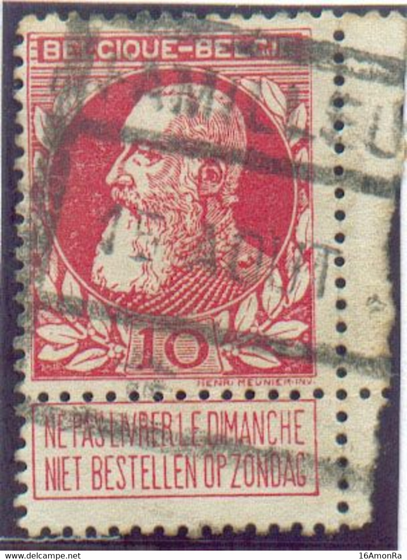 N°74 - 10 Centimes Rouge Obl. Ferroviaire De FAMILLEUREUX  - 20721 - 1905 Grosse Barbe