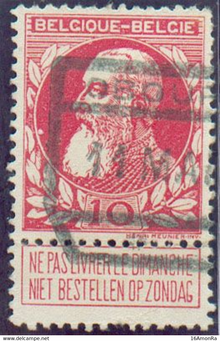 N°74 - 10 Centimes Rouge  Obl. Ferroviaire De OBOURG - 20723 - 1905 Grosse Barbe
