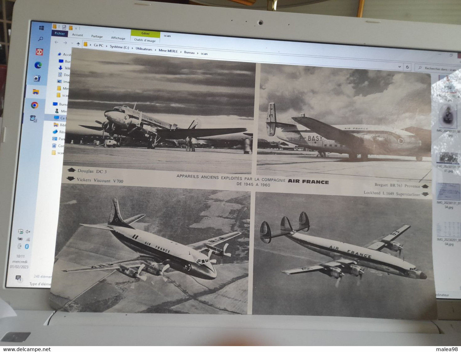 PHOTO  DES APPAREILS  ANCIENS EXPLOITES PAR AIR FRANCE DE 1945 A 1960    TBE - Schnittbilder