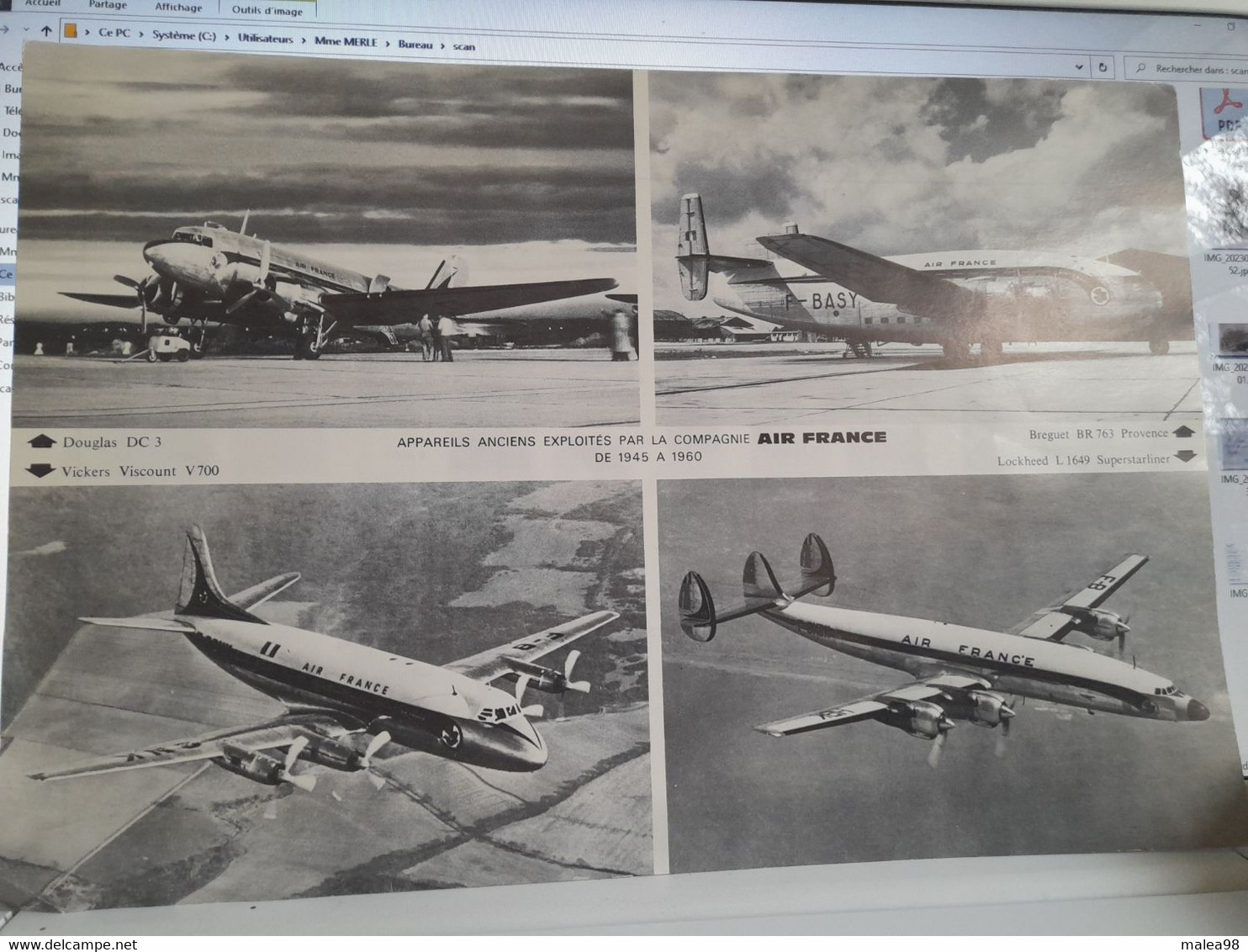 PHOTO  DES APPAREILS  ANCIENS EXPLOITES PAR AIR FRANCE DE 1945 A 1960    TBE - Écorchés (schémas)
