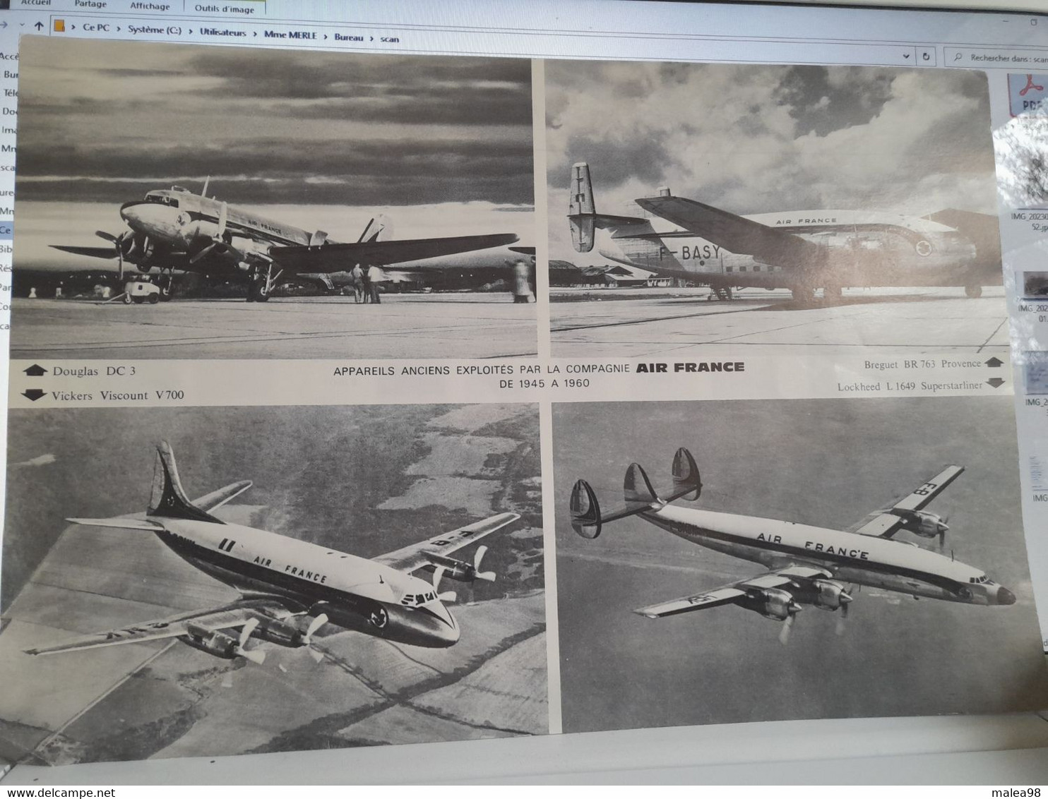 PHOTO  DES APPAREILS  ANCIENS EXPLOITES PAR AIR FRANCE DE 1945 A 1960    TBE - Opengewerkte Tekening/ Doorsnede