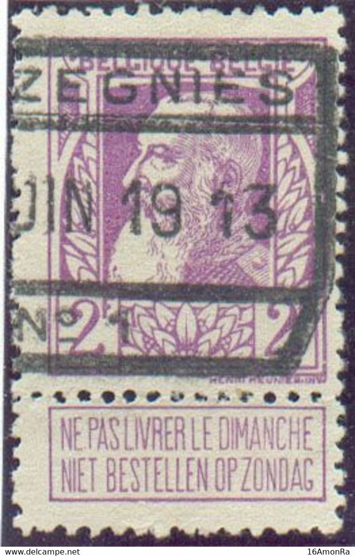 N°80 - 2Fr Violet, Obl. Ferroviaire De TRAZEGNIES N°1 - 20726 - 1905 Barba Grossa