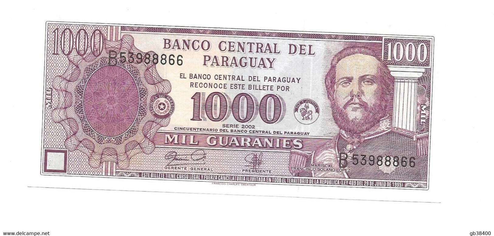 PARAGUAY  BILLET NEUF MIL GUARANIES  DE 2002 REF PARA - Paraguay