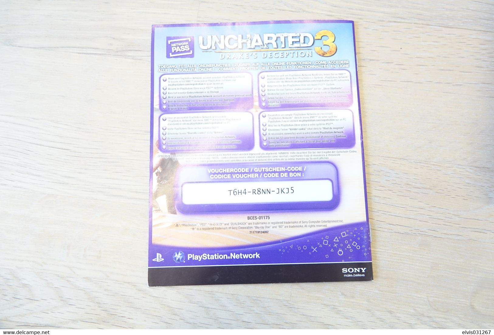 SONY PLAYSTATION THREE PS3 : MANUAL : UNCHARTED 3 DRAKE'S DECEPTION - Littérature & Notices