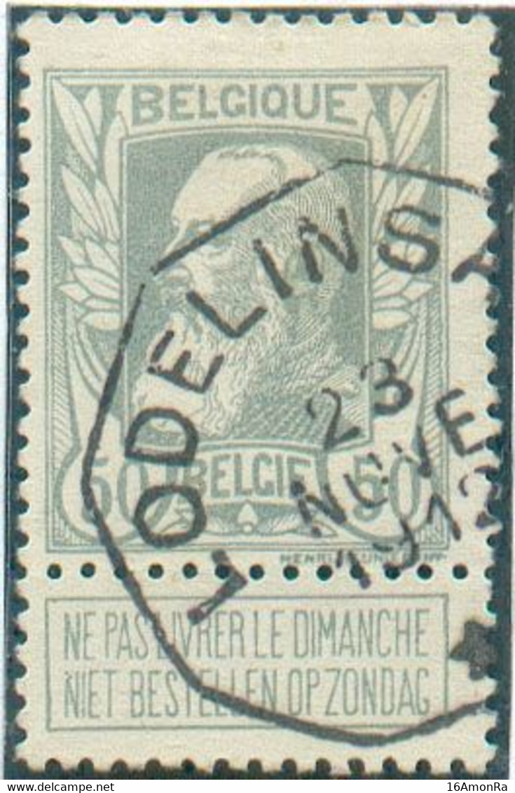 N°78 - 50 Centimes Gris, Obl. Ferroviaire De LODELINSART - 20737 ​​​​​​​Variété N Casse De NIET - 1905 Breiter Bart