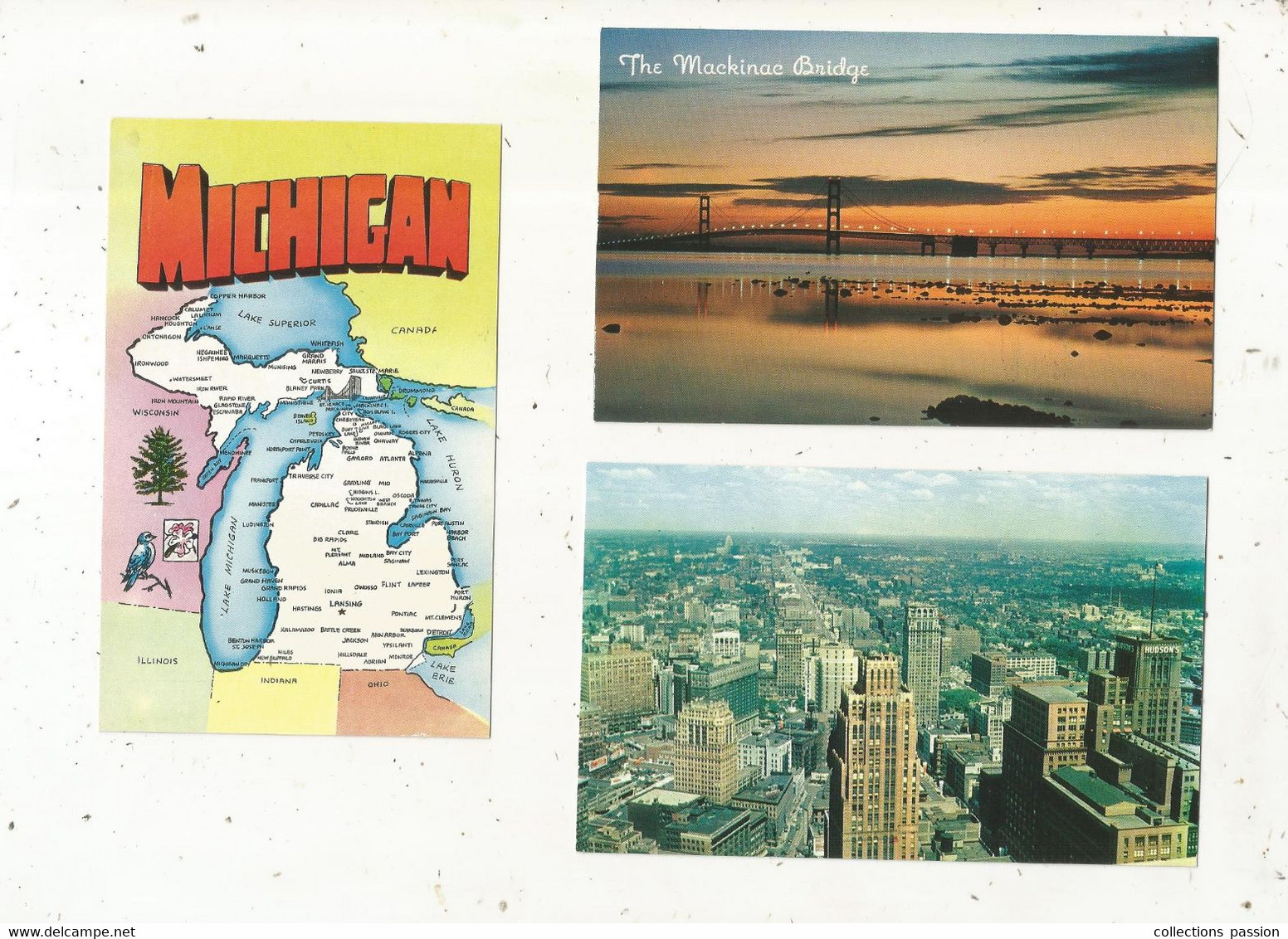 Cp , ETATS UNIS,MICHIGAN, Mackinac Bridge, Detroit, Carte Géographique, LOT DE 11 CARTES POSTALES - Autres & Non Classés