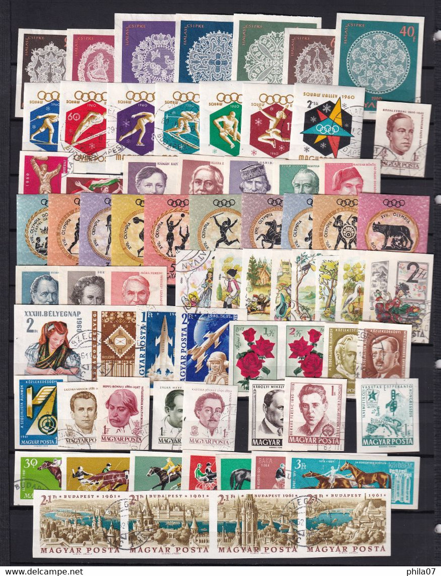 HUNGARY – big lot of imperforate canceled stamps. High catalogue value, good quality / 9 scans