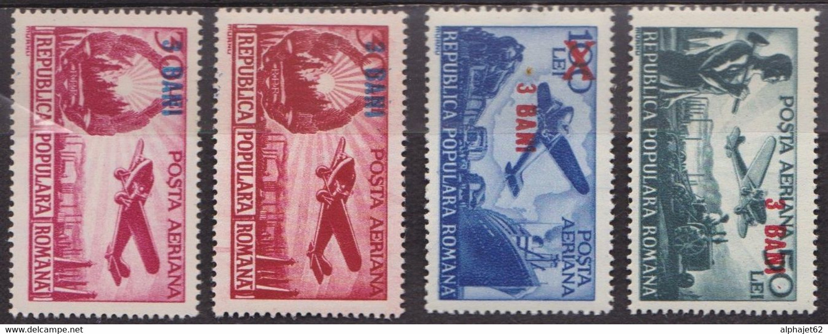 Aviation - ROUMANIE - Timbres De 1948 Surchargés - N° 59-59a-59b-60 ** - 1952 - Unused Stamps