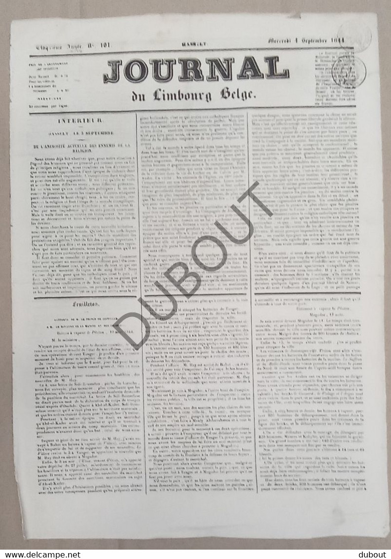 Hasselt/Limburg - Krant/Journal -  4 September 1844, 5de Jaar, Nr 101 (P335) - General Issues