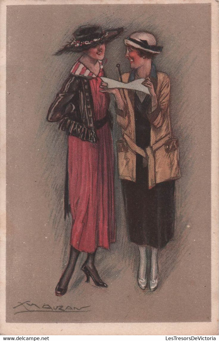 Illustrateur - Mauzan - Deux Femmes En Train De Discuter - Mode - élégance - Carte Postale Ancienne - Mauzan, L.A.