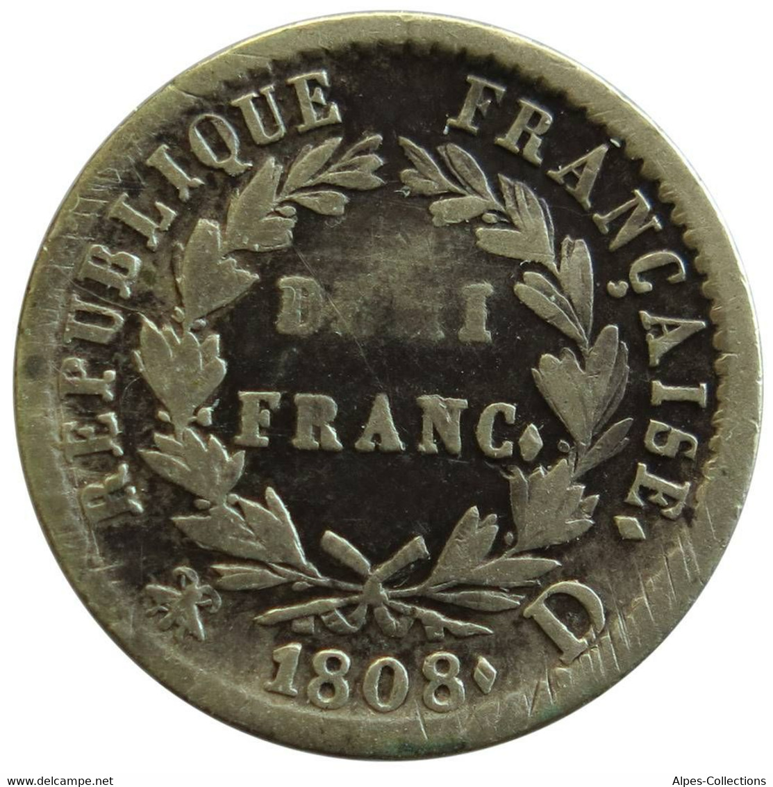 F17705.1 - FRANCE - Demi-franc Napoléon 1er - Tête Laurée - 1808 D - 1/2 Franc