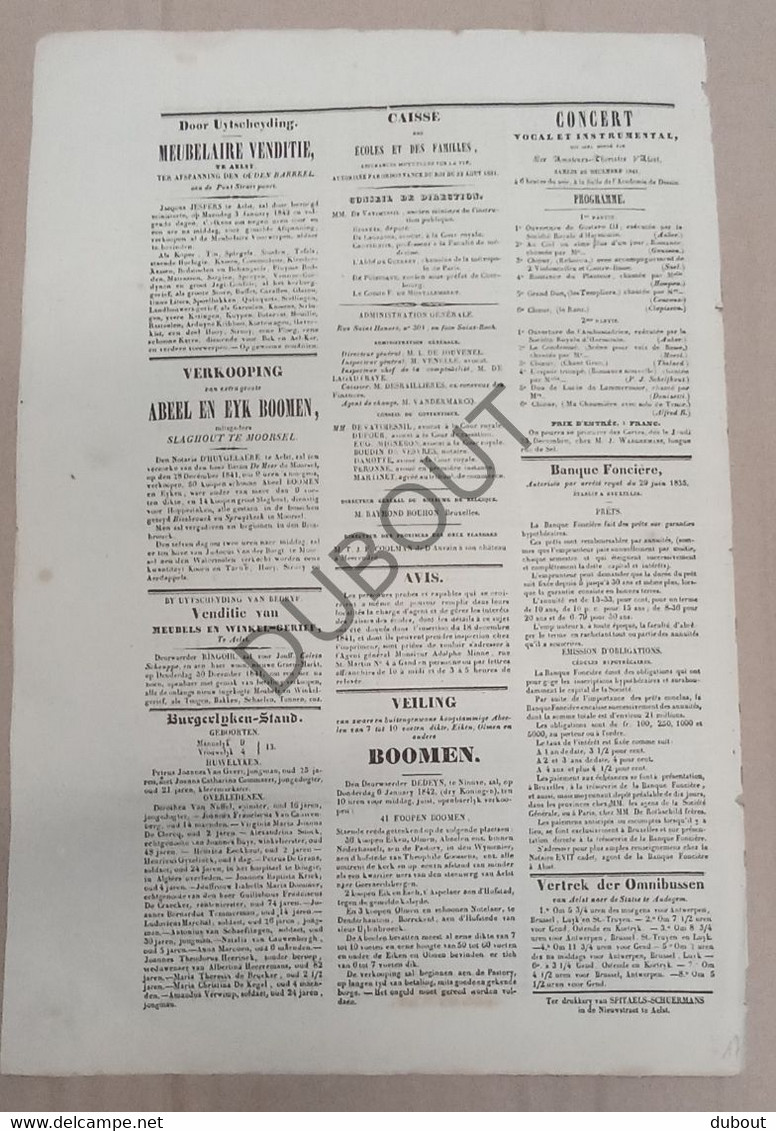 Aalst - Krant/Journal - Aenkondigingsblad Van Aelst -  26-12-1841,nr 65 (P332) - Informaciones Generales