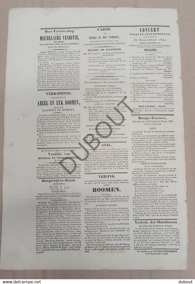 Aalst - Krant/Journal - Aenkondigingsblad Van Aelst -  26-12-1841,nr 65 (P332) - Informations Générales