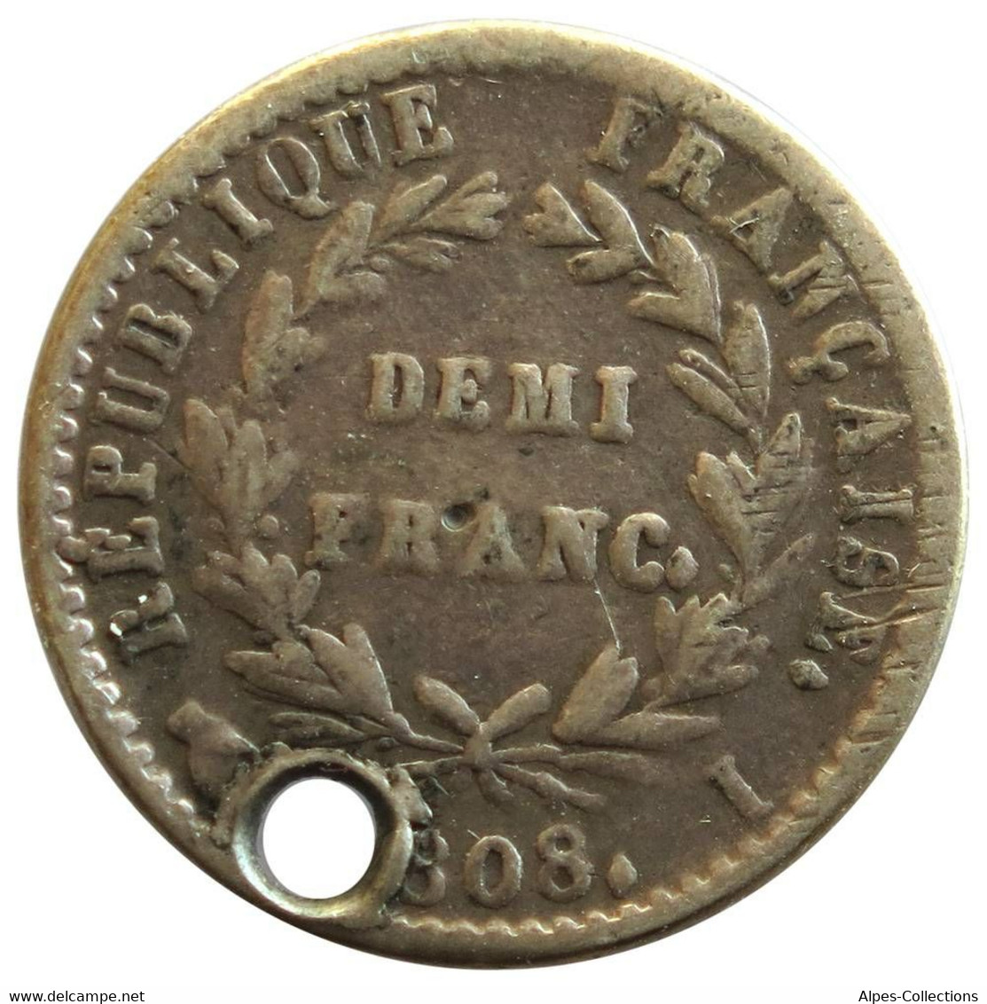 F17708.1 - FRANCE - Demi-franc Napoléon 1er - Tête Laurée - 1808 I - 1/2 Franc