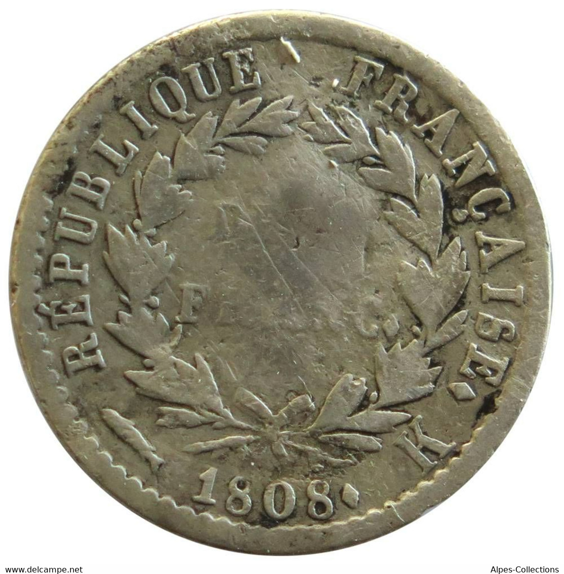 F17709.1 - FRANCE - Demi-franc Napoléon 1er - Tête Laurée - 1808 K - 1/2 Franc