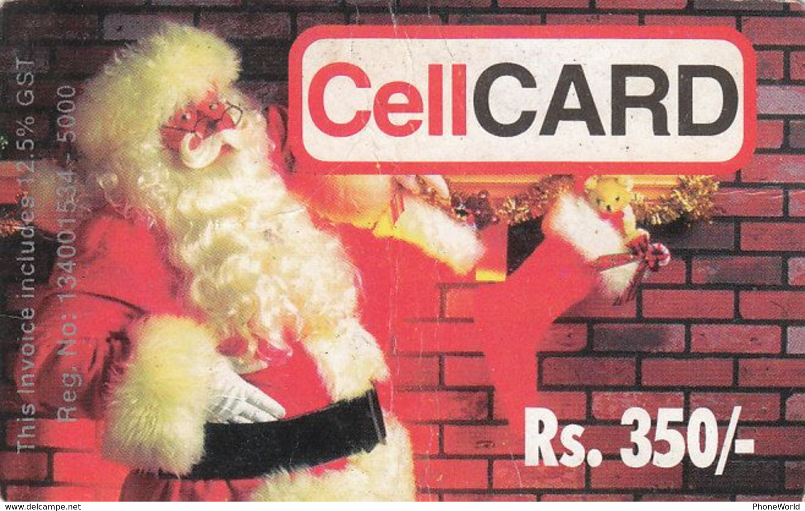 Sri Lanka, Cellcard  350Rps With Text, Santa & Christmas, With Crease, RR - Sri Lanka (Ceilán)