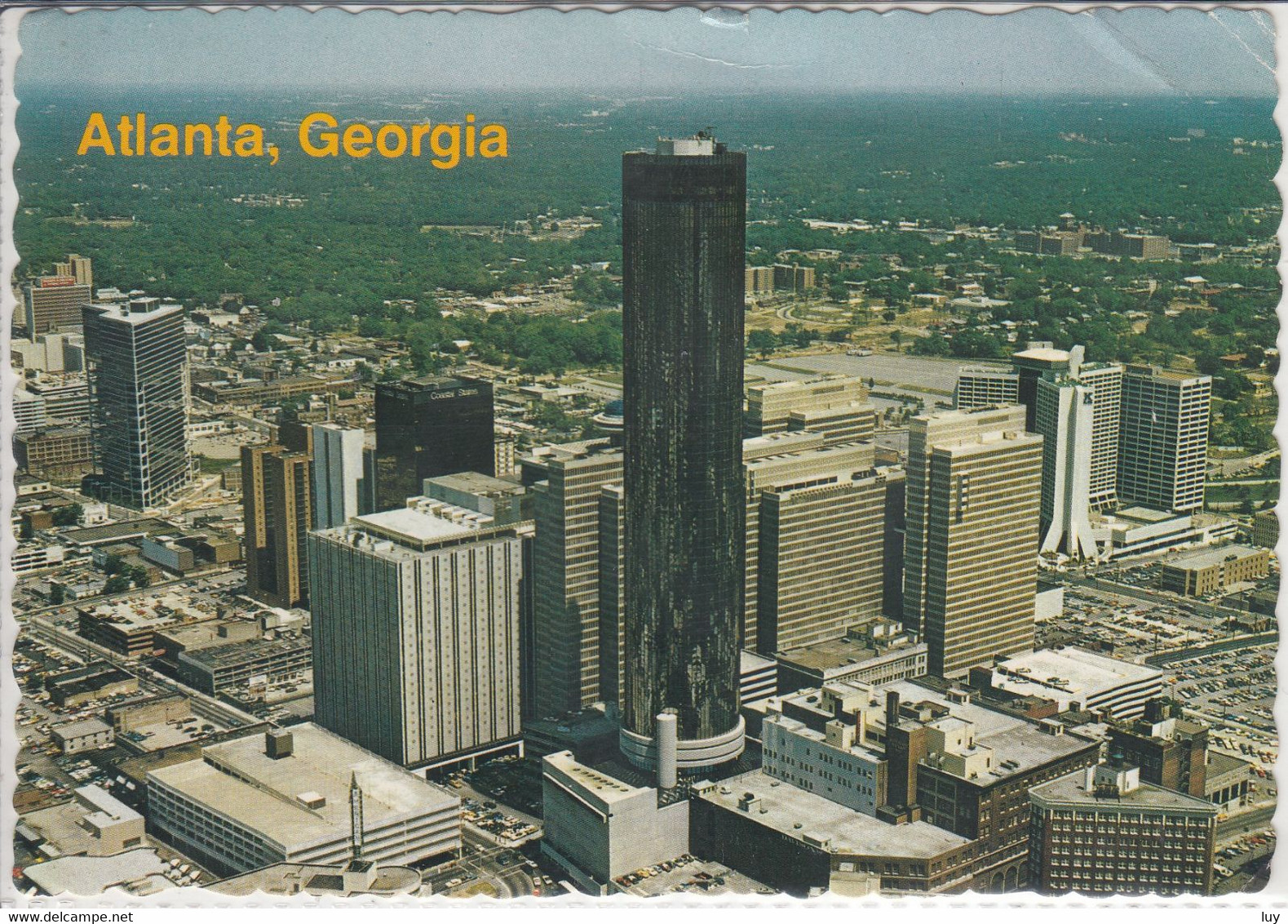 ATLANTA, Georgia - Air View , PEACHTREE PLAZA, World's Tallest Hotel 1976 (at This Time) - Atlanta