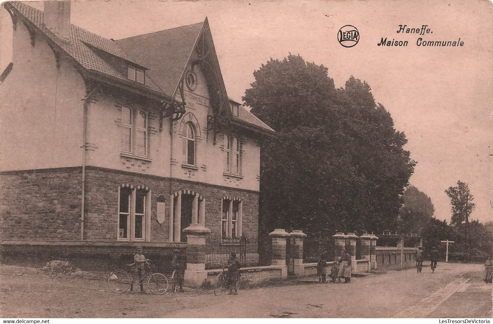 BELGIQUE - Haneffe - Maison Communale - Legia - Animé - Vélo - Carte Postale Ancienne - Altri & Non Classificati