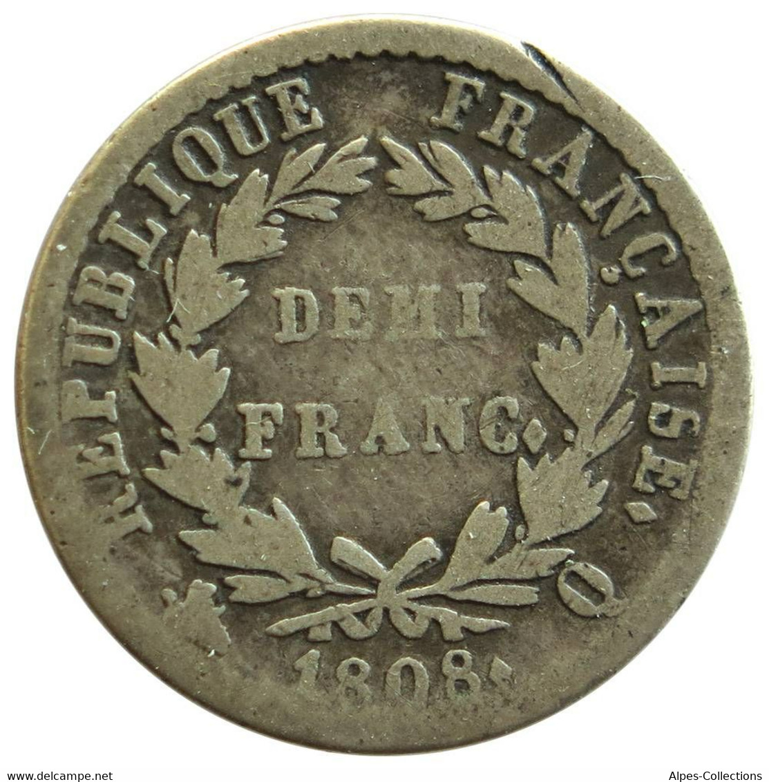 F17713.1 - FRANCE - Demi-franc Napoléon 1er - Tête Laurée - 1808 Q - 1/2 Franc