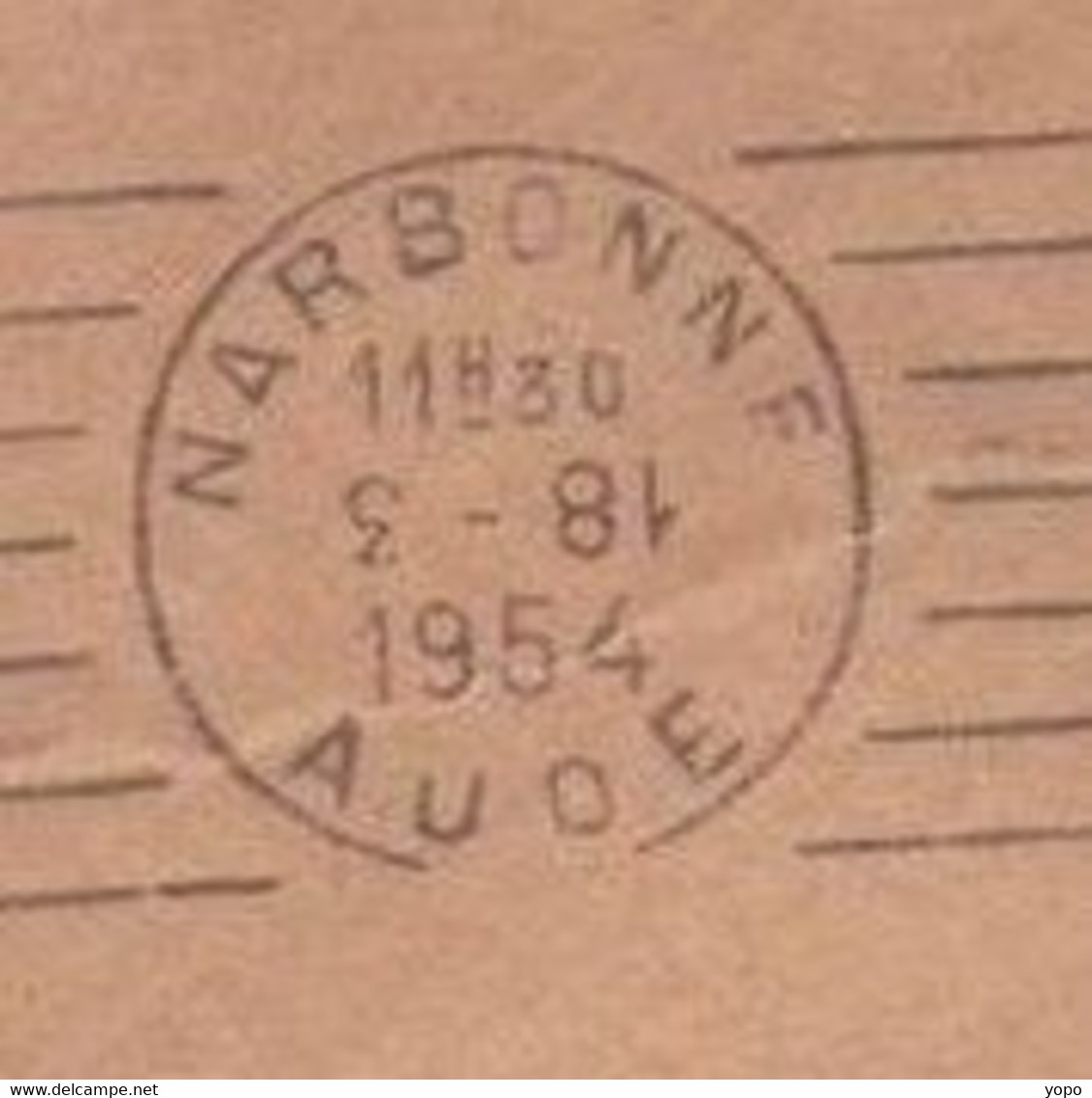 Curiosité, Enveloppe De 1954 De Narbonne (11) Pour Angers, N°886 , Flamme Avec Chiffres à L'envers Sur Cachet Dateur, - Storia Postale