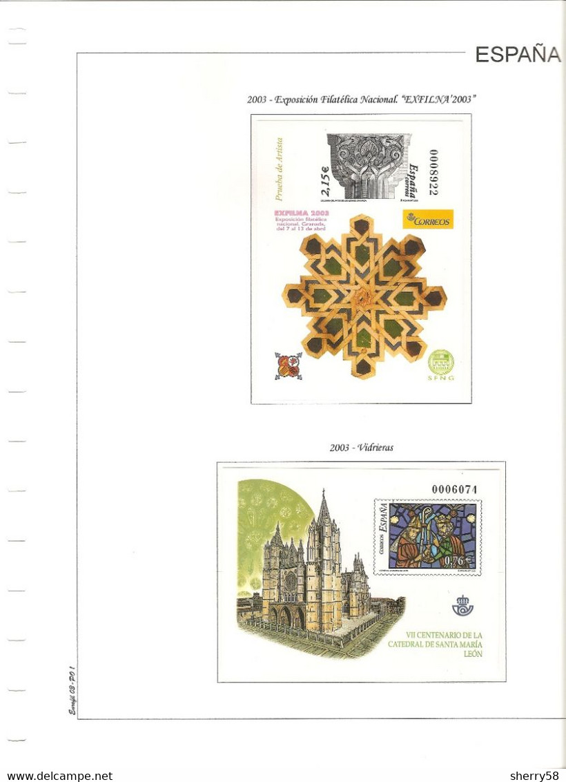 2003-PRUEBAS OFICIALES- ED. 80,81 Y 82-EXFILNA'03 GRANADA.CATEDRAL DE LEÓN.CENT.AVIACIÓN-AÑO COMPLET MONTADO EN HOJAS. - Proofs & Reprints