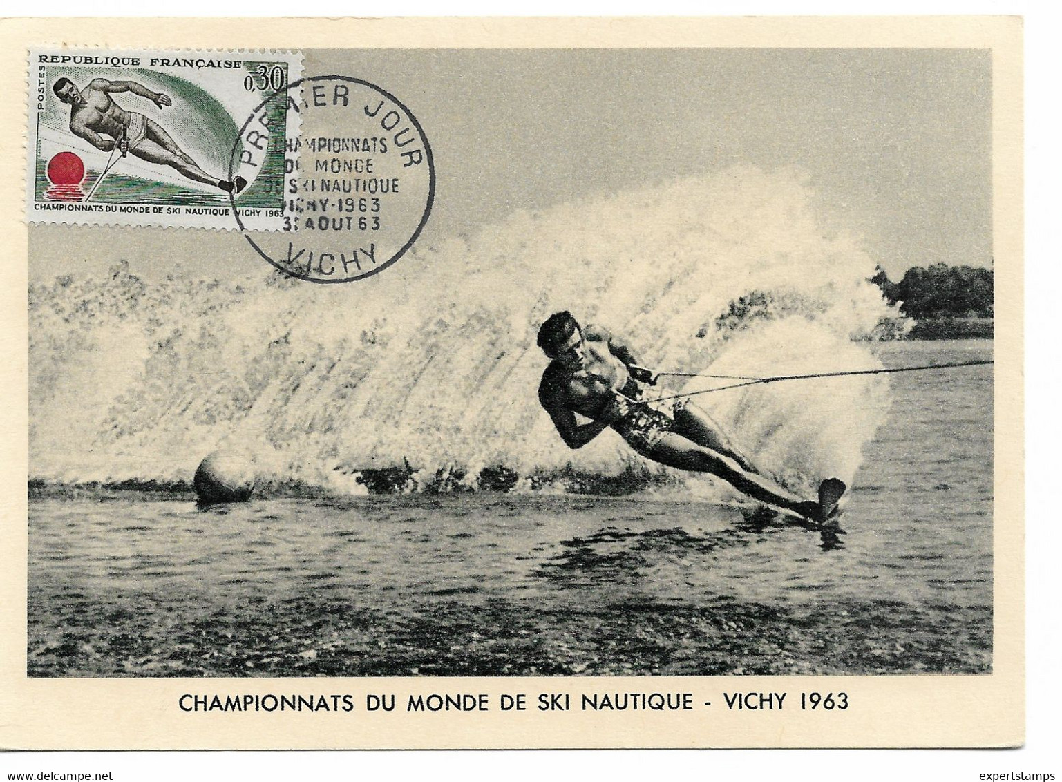 PM165/ France Carte Maximum Ski Nautique 1er Jour Vichy 31/8/1963 - Ski Náutico